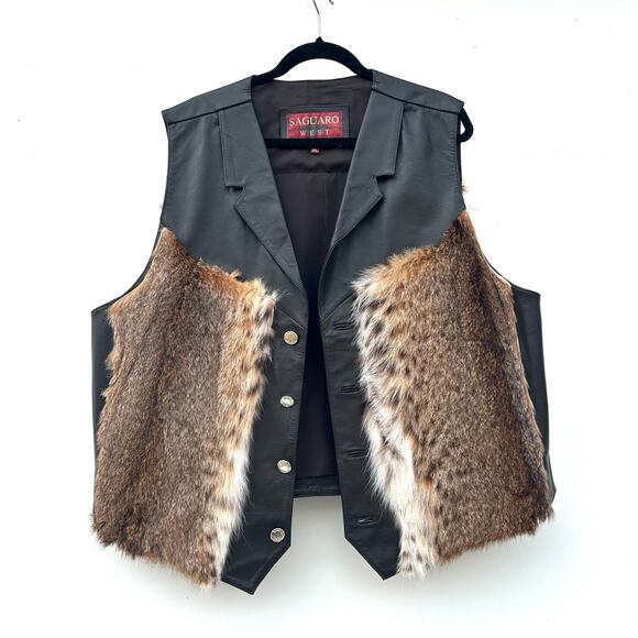 Saguaro West Men’s Leather Fur Biker Vest Plus Size 3XL Custom XXL - Picture 8 of 13